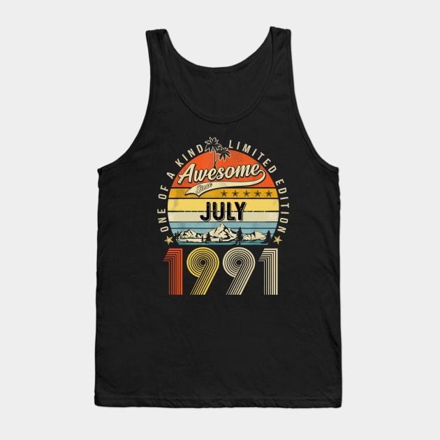 Awesome Since July 1991 Vintage 32nd Birthday Tank Top by Vintage White Rose Bouquets